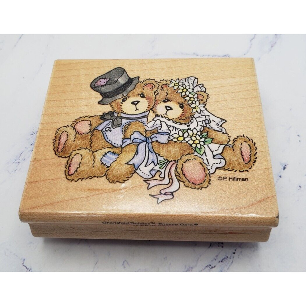 Cherished Teddies Robbie and Rachel's Wedding Stampendous Wood Mounted Stamp